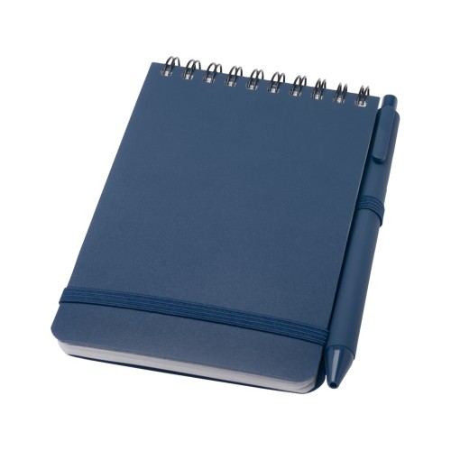Блокнот Thalaasa формата А6 в твердой обложке из океанического пластика с шариковой ручкой - Синий