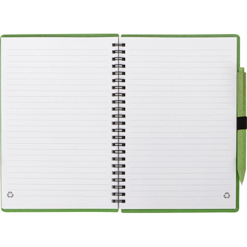 Блокнот А5 «Toledo M», зеленый + ручка шариковая «Pianta» из пшеничной соломы, зеленый