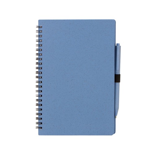 Блокнот А5 «Toledo M», синий + ручка шариковая «Pianta» из пшеничной соломы, синий