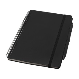 Блокнот Thalaasa формата А5 в твердой обложке из океанического пластика с шариковой ручкой - сплошной черный