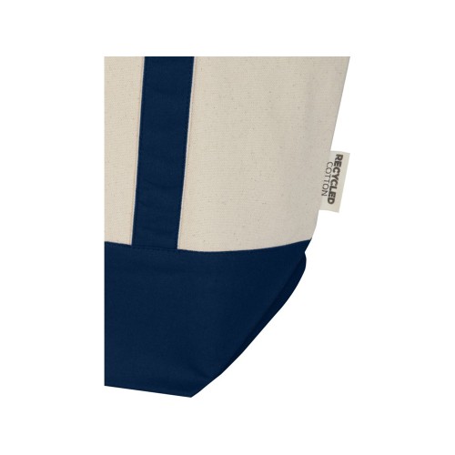 Sam эко- сумка из переработанного хлопка, сертифицированного согласно GRS, плотностью 320 г/м² - Темно - синий / Натуральный