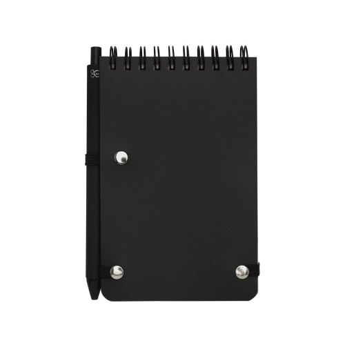 Блокнот Thalaasa формата А6 в твердой обложке из океанического пластика с шариковой ручкой - сплошной черный