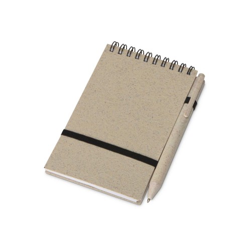 Блокнот B7 «Toledo S», бежевый + ручка шариковая «Pianta» из пшеничной соломы, бежевый