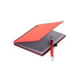 Блокнот LEYNAX с ручкой из переработанного картона, красный