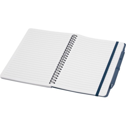 Блокнот Thalaasa формата А5 в твердой обложке из океанического пластика с шариковой ручкой - Синий