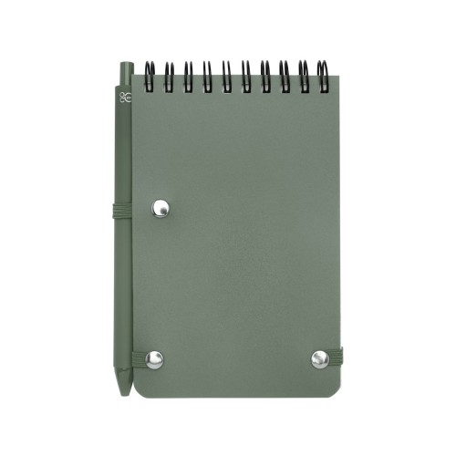 Блокнот Thalaasa формата А6 в твердой обложке из океанического пластика с шариковой ручкой - Зеленый яркий