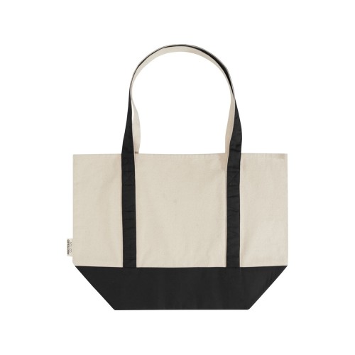 Sam эко- сумка из переработанного хлопка, сертифицированного согласно GRS, плотностью 320 г/м² - сплошной черный / Натуральный