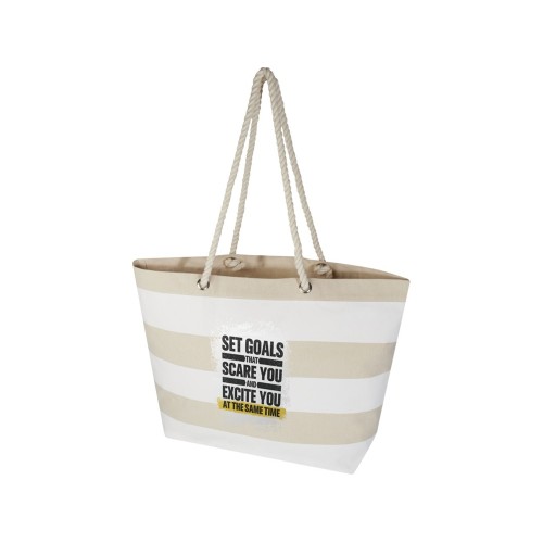 Florida пляжная эко-сумка из переработанного материала, сертифицированного по стандарту GRS, плотностью 270 г/м² 18L - Натуральный / Белый