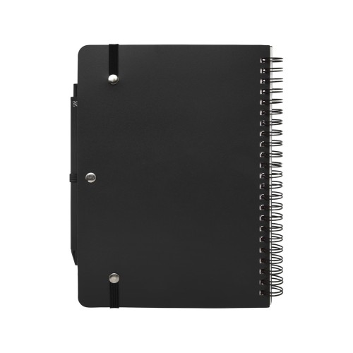 Блокнот Thalaasa формата А5 в твердой обложке из океанического пластика с шариковой ручкой - сплошной черный