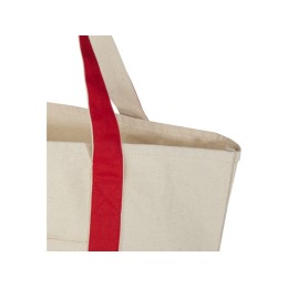 Sam эко- сумка из переработанного хлопка, сертифицированного согласно GRS, плотностью 320 г/м² - Красный / Натуральный