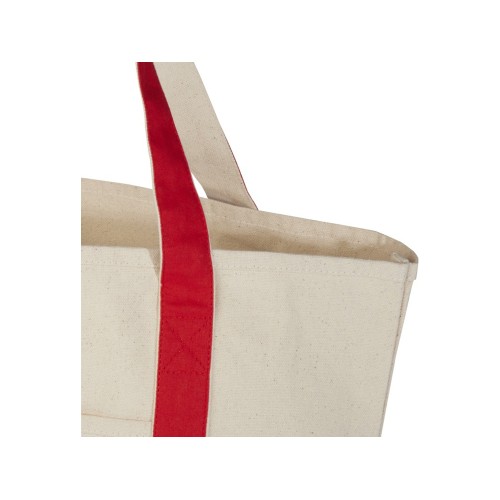 Sam эко- сумка из переработанного хлопка, сертифицированного согласно GRS, плотностью 320 г/м² - Красный / Натуральный