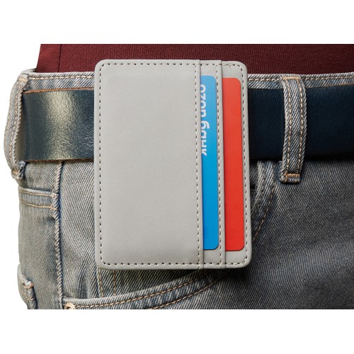 Картхолдер для двух карт и наличных денег с зажимом "Crave", светло-серый