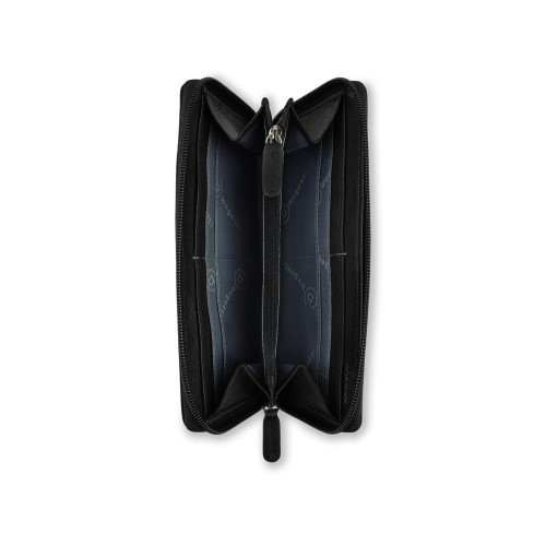 Кошелёк женский BUGATTI БАНДА | BANDA, с защитой данных RFID, чёрный, кожа козы/полиэстер, 18,5х2х10 см