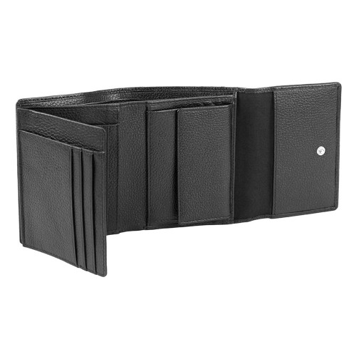 Кошелёк женский BUGATTI ЛИНДА | LINDA, чёрный, натуральная воловья кожа, 12х3х9,5 см