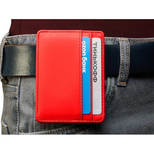 Картхолдер для двух карт и наличных денег с зажимом "Crave", красный