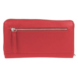 Кошелёк женский BUGATTI ЛИНДА | LINDA, на молнии, красный, натуральная воловья кожа, 19,2х2,5х10,5 см