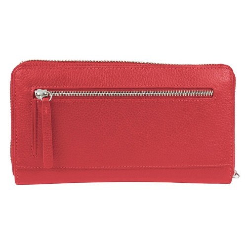 Кошелёк женский BUGATTI ЛИНДА | LINDA, на молнии, красный, натуральная воловья кожа, 19,2х2,5х10,5 см