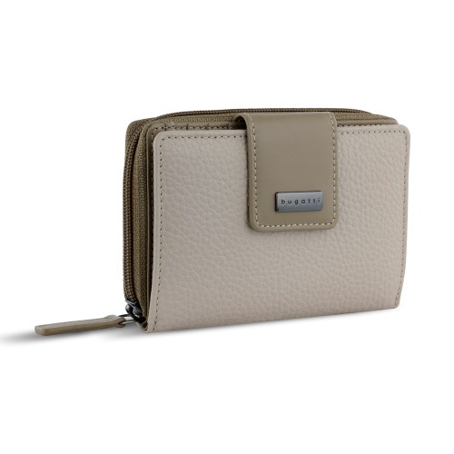 Кошелёк женский BUGATTI СИНА | SINA, бежевый, воловья кожа/полиэстер, 13,7х3х9,5 см