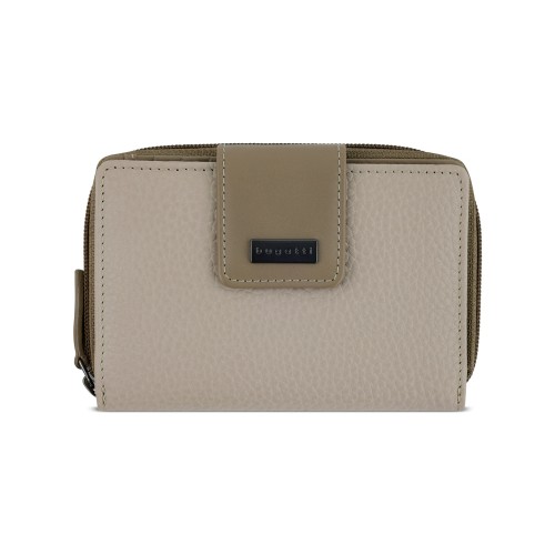 Кошелёк женский BUGATTI СИНА | SINA, бежевый, воловья кожа/полиэстер, 13,7х3х9,5 см