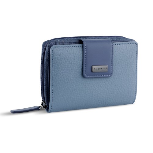 Кошелёк женский BUGATTI СИНА | SINA, голубой, воловья кожа/полиэстер, 13,7х3х9,5 см