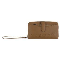 Кошелёк женский BUGATTI ДАФНА | DAPHNE с ключницей, коньячный цвет, воловья кожа/полиэстер, 19х3х11 см