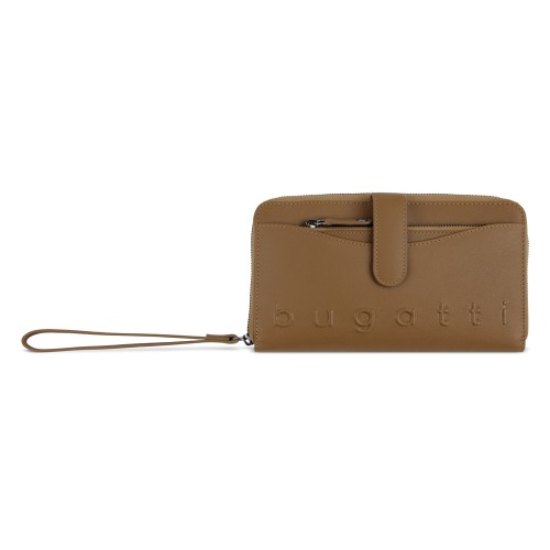 Кошелёк женский BUGATTI ДАФНА | DAPHNE с ключницей, коньячный цвет, воловья кожа/полиэстер, 19х3х11 см