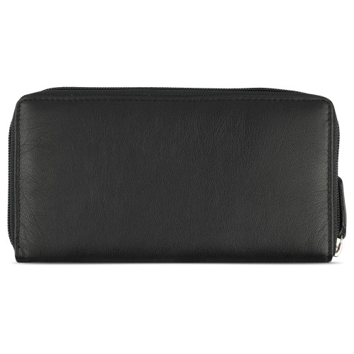 Кошелёк женский BUGATTI БАНДА | BANDA, с защитой данных RFID, чёрный, кожа козы/полиэстер, 18,5х2х10 см