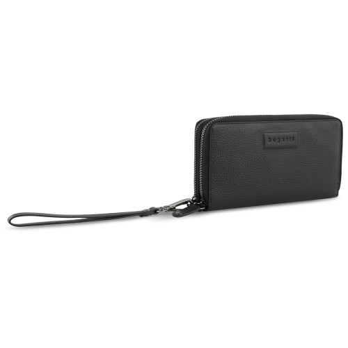 Кошелёк женский BUGATTI ЭЛЬЗА | ELSA, с защитой данных RFID, чёрный, воловья кожа/полиэстер, 19х3х10,5 см