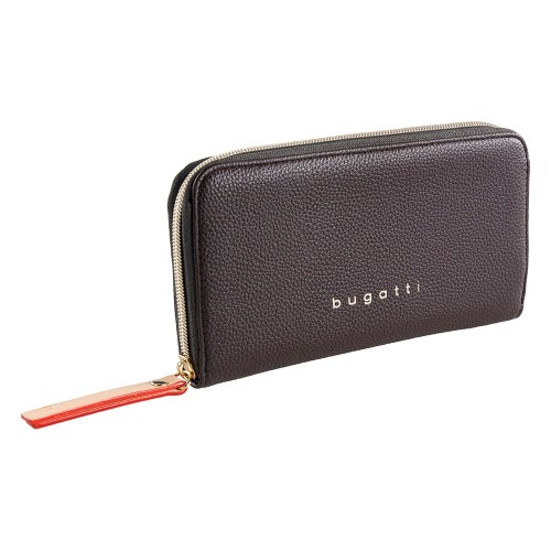 Кошелёк женский BUGATTI ЭЛЛА | ELLA, тёмно-коричневый, полиуретан, 19х2х10 см