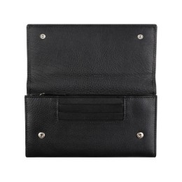 Кошелёк женский BUGATTI СУПЕР ЛЕДИ | LADY TOP, чёрный, натуральная воловья кожа, 20х2,5х10,5 см