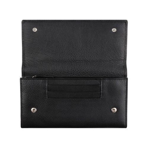 Кошелёк женский BUGATTI СУПЕР ЛЕДИ | LADY TOP, чёрный, натуральная воловья кожа, 20х2,5х10,5 см