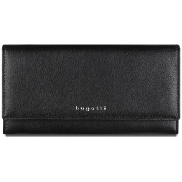 Кошелёк женский BUGATTI СУПЕР ЛЕДИ | LADY TOP, чёрный, натуральная воловья кожа, 20х2,5х10,5 см