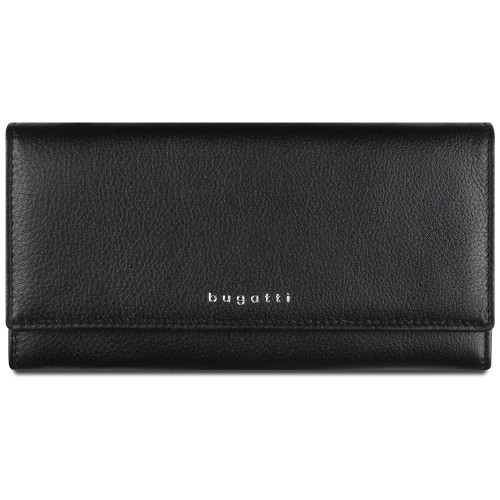 Кошелёк женский BUGATTI СУПЕР ЛЕДИ | LADY TOP, чёрный, натуральная воловья кожа, 20х2,5х10,5 см