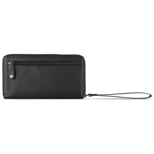 Кошелёк женский BUGATTI Elsa, с защитой данных RFID, чёрный, воловья кожа/полиэстер, 18,7х2х10 см