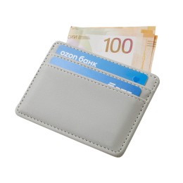 Картхолдер для двух карт и наличных денег с зажимом "Crave", светло-серый