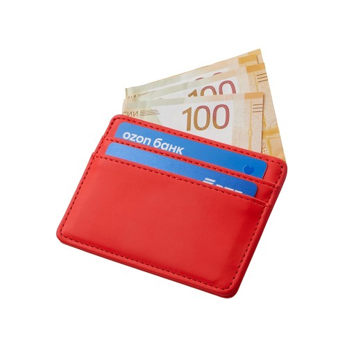 Картхолдер для двух карт и наличных денег с зажимом "Crave", красный