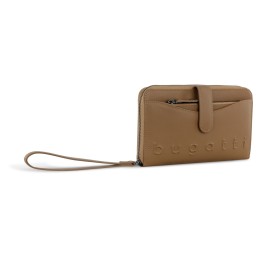 Кошелёк женский BUGATTI ДАФНА | DAPHNE с ключницей, коньячный цвет, воловья кожа/полиэстер, 19х3х11 см