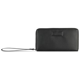 Кошелёк женский BUGATTI Elsa, с защитой данных RFID, чёрный, воловья кожа/полиэстер, 18,7х2х10 см