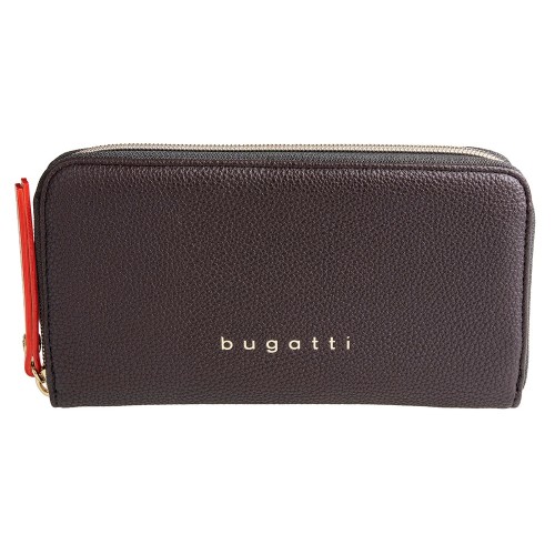 Кошелёк женский BUGATTI ЭЛЛА | ELLA, тёмно-коричневый, полиуретан, 19х2х10 см