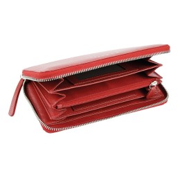 Кошелёк женский BUGATTI ЛИНДА | LINDA, на молнии, красный, натуральная воловья кожа, 19,2х2,5х10,5 см