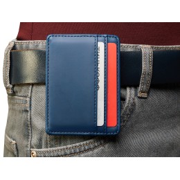 Картхолдер для двух карт и наличных денег с зажимом "Crave", темно-синий