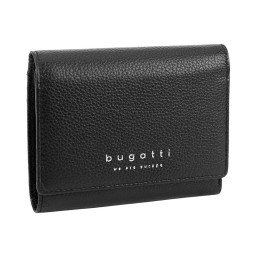 Кошелёк женский BUGATTI ЛИНДА | LINDA, чёрный, натуральная воловья кожа, 12х3х9,5 см