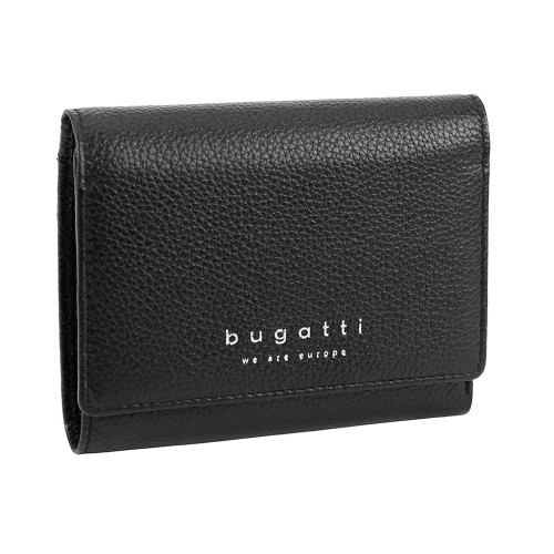 Кошелёк женский BUGATTI ЛИНДА | LINDA, чёрный, натуральная воловья кожа, 12х3х9,5 см