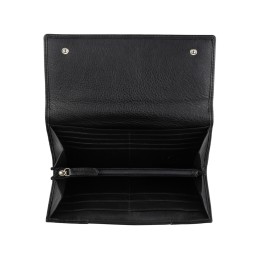 Кошелёк женский BUGATTI СУПЕР ЛЕДИ | LADY TOP, чёрный, натуральная воловья кожа, 20х2,5х10,5 см