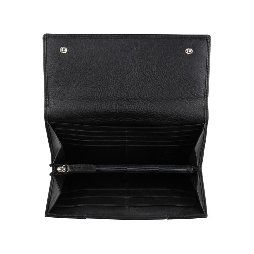 Кошелёк женский BUGATTI СУПЕР ЛЕДИ | LADY TOP, чёрный, натуральная воловья кожа, 20х2,5х10,5 см