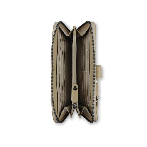 Кошелёк женский BUGATTI ЭЛЬЗА | ELSA с ключницей, с защитой данных RFID, песочного цвета, воловья кожа/полиэстер, 18,7х3х10,7 см