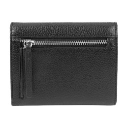 Кошелёк женский BUGATTI ЛИНДА | LINDA, чёрный, натуральная воловья кожа, 12х3х9,5 см