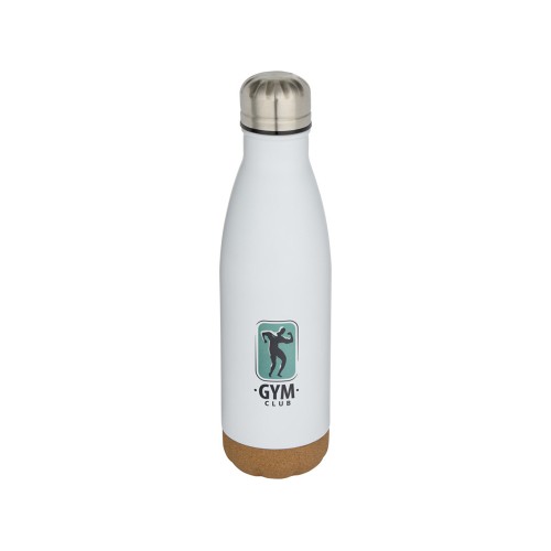 Бутылка для воды Cove из нержавеющей стали с двойными стенками и вакуумной изоляцией, объемом 500 мл, с пробковыми деталями - Белый