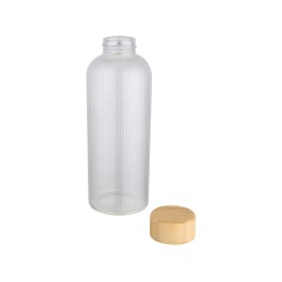 Бутылка Mirage из боросиликатного стекла объемом 650 мл с одинарными стенками и крышкой из бамбука - Прозрачный