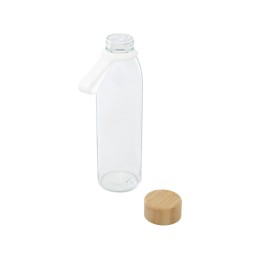 Стеклянная бутылка для воды Porto объемом 500 мл с силиконовой ручкой и бамбуковой крышкой - Прозрачный